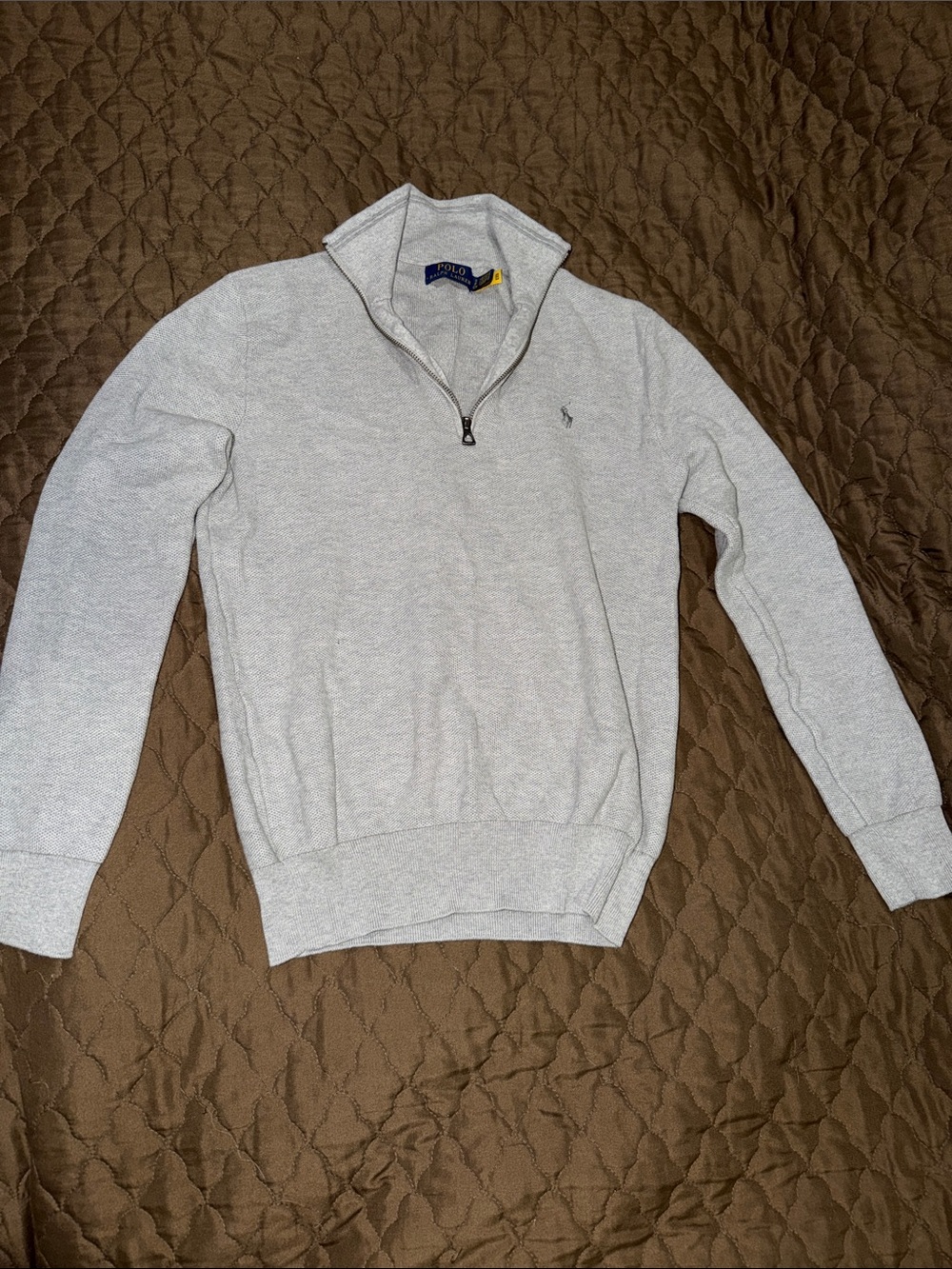 Polo by Ralph Lauren Heather Light Gray Quarter-Zip Sweater
